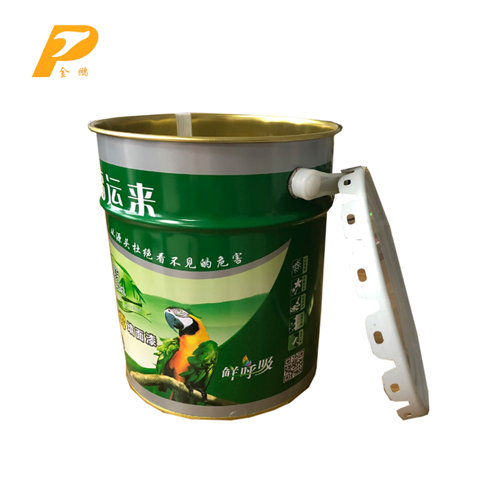 5L printed tin bucket/metal tin bucket with lid and handle