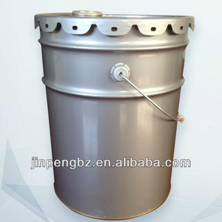 White round metal chemical drum with handle