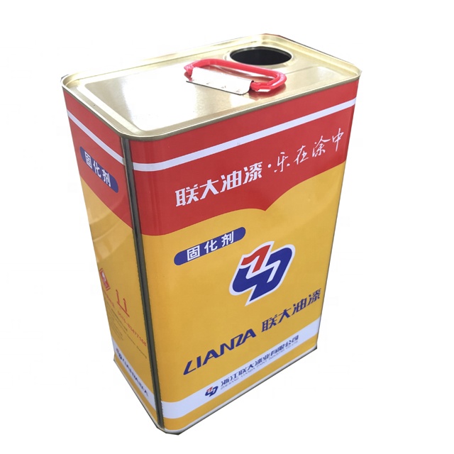 4L F type square engine oil tin can with metal handle and lid, paint solvent tin can